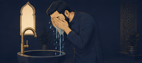 Washing the entire face from hairline to chin, ear to ear
