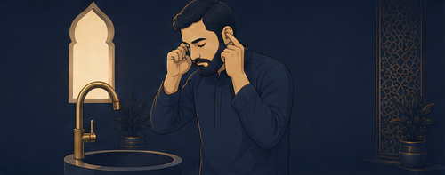 Wiping inside the ears with the index fingers